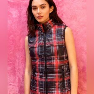 Tribal Red and Black Plaid Vest